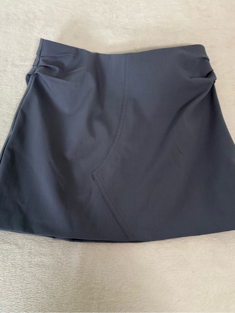 ZARA Women’s Mini Skirt Size S Blue Gray Draped Ruched Lined Asymmetrical